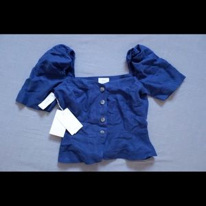 Aritzia Wilfred Square Neck Janine Top - navy - xs